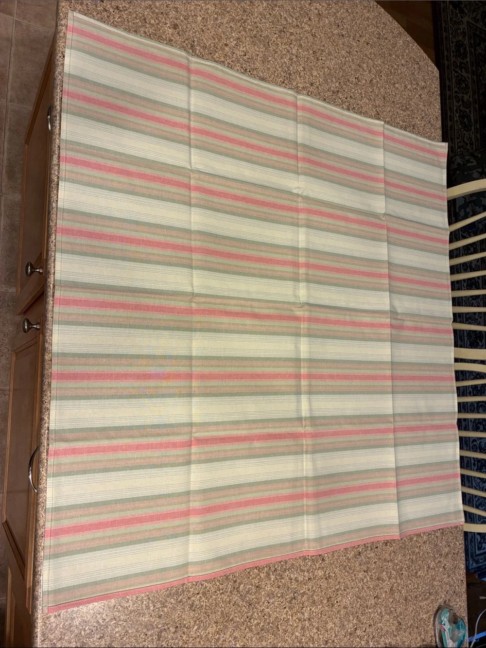 Longaberger 36” Cabana Stripe Fabric Square SMELLS MUSTY